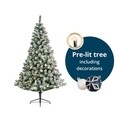 Brad Imperial pine cu decoratiuni, Decoris, 117x180 cm, 260 LED-uri, alb/verde