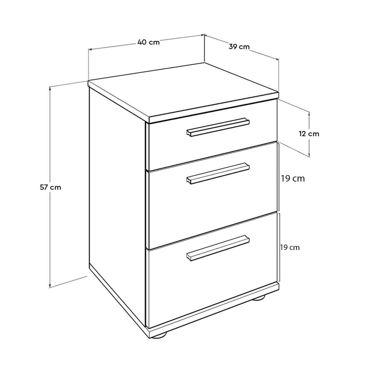 Noptiera, Adore, KMD-530-SS-1, 40x57x39 cm, PAL, Sonomo