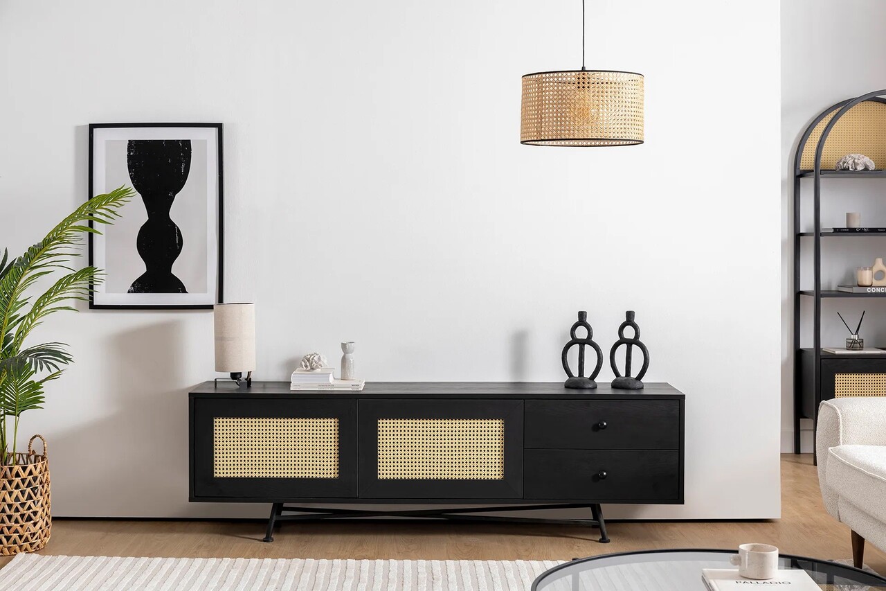 Comoda TV, Hanah Home, Nala 180, 180x55x40 cm, PAL, Negru - view 3