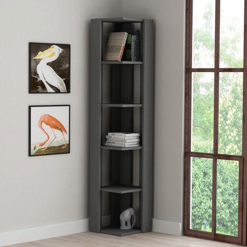 Corp biblioteca, decortie, nati, 34x161x34 cm, antracit