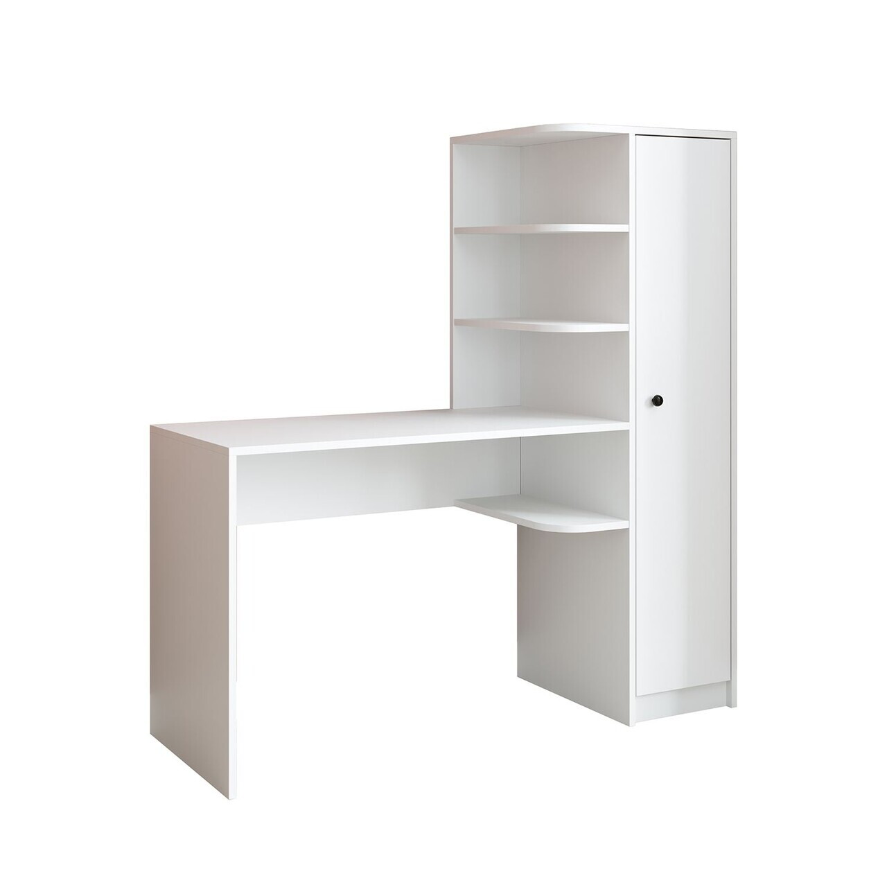 Set birou si biblioteca, Hanah Home, 2128, 143.2x143.2x50 cm, PAL MELAMINAT, Alb — imaginea 6