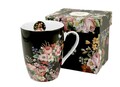 Cana Vintage Flowers, Duo, 390 ml, portelan, negru