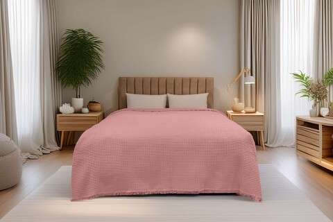 Cuvertura matlasata dubla, Waffle - Pink, ICF Bedroom, Bumbac