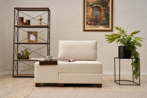 Fotoliu extensibil, Balcab Home, 825BLC4712, Lemn, Crem