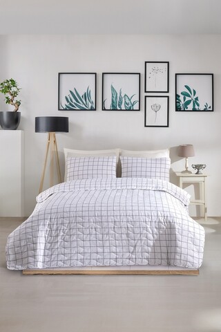 Set cuvertura de pat dubla 3 piese, Artus - Grey, Eponj Home, 65% bumbac/35% poliester