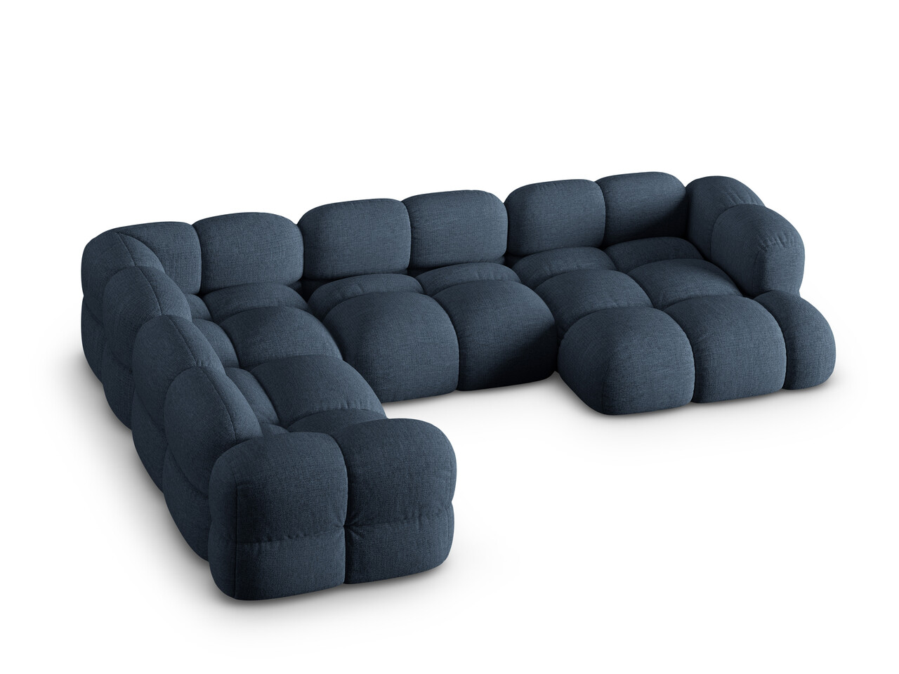 Coltar panoramic stanga 5 locuri, Loretto, Cosmopolitan Design, 345x250x68 cm, tesatura structurata, albastru inchis - 1 | YEO