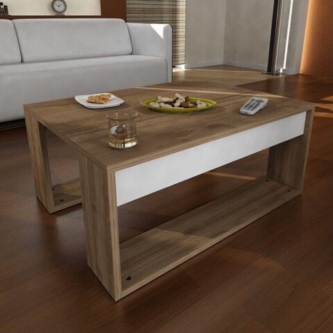 Masuta de cafea gorder white, furny home, 80x60x35 cm, alb/aluna