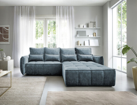Coltar extensibil dreapta 4 locuri ELTAP, RT-40TOS, Campo, 265x196x88 cm, lemn/poliester, albastru