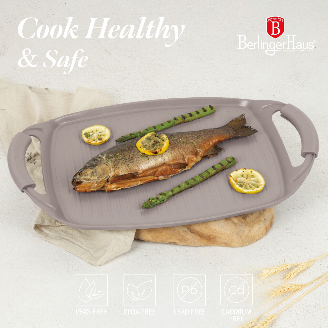 Tava grill Berlinger Haus, Taupe, 47x29 cm, aluminiu forjat, taupe mat - imagine 10