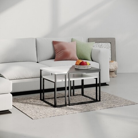 Masuta de ceafea Oh Lady, Decortie, 64x45x42 cm, PAL melaminat, alb/antracit 64x45x42