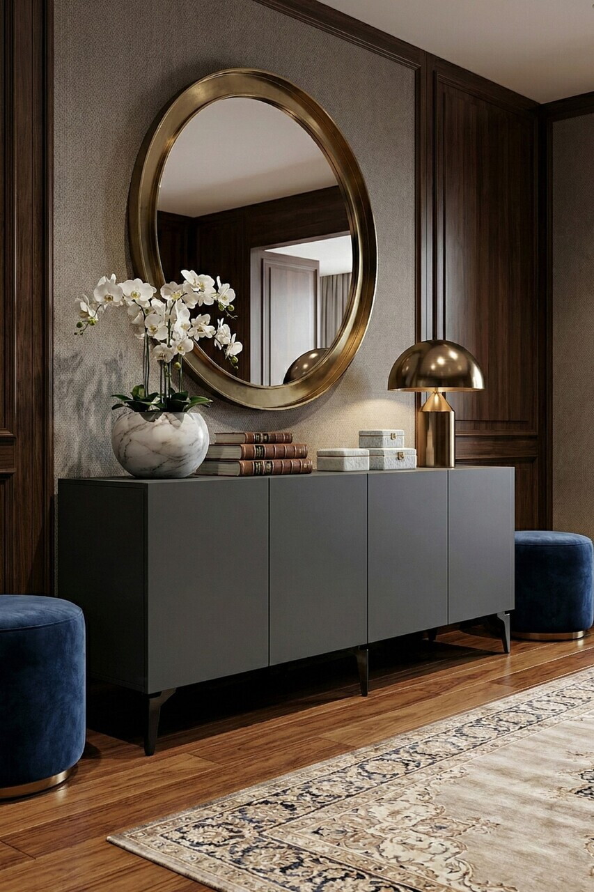 Consola, Hanah Home, Lipa 180, 180x79x32 cm, Antracit — imaginea 2
