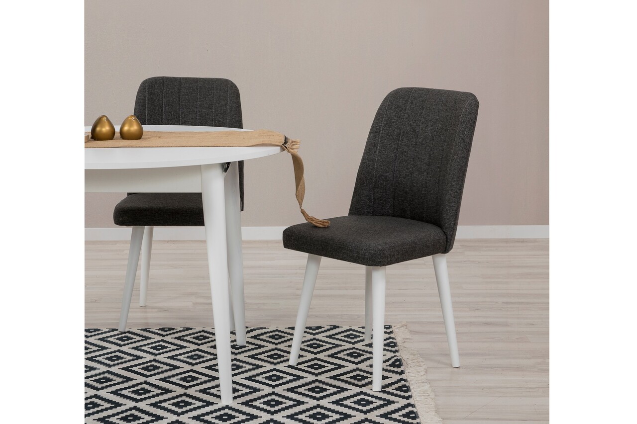 Set masa extensibila si scaune, 3 piese, Hanah Home, Vina 1053, Alb / Antracit - imagine 2