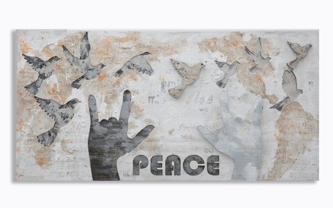 Tablou decorativ Peace, Mauro Ferretti, 60×120 cm, pictat manual, canvas/lemn de pin 60x120