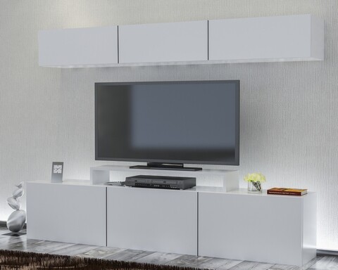 Comoda tv cu raft line, decorotika, 180x37.4x40 cm, alb