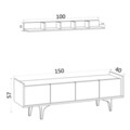 Comoda TV, Emerald, Kastra, 150x57x40 cm, Alb