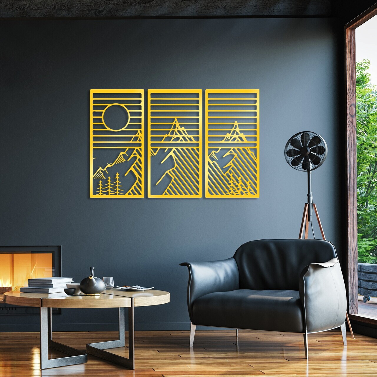 Decoratiune de perete, Scenic Trio G, Grosime: 1,5 mm, Auriu — imaginea 3