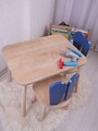 Set masa si scaun pentru copii, Bambini, Bunny Two Chair Set, Albastru / Maro