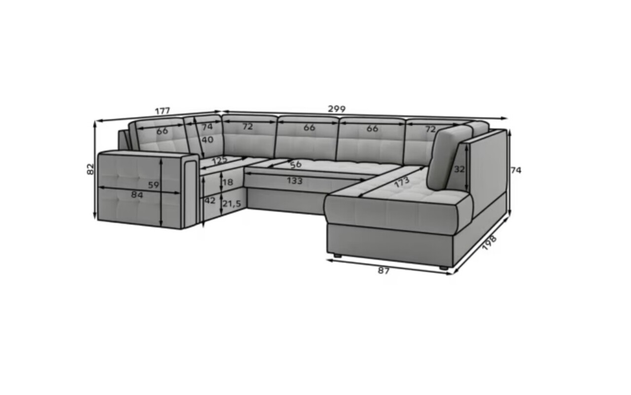 Coltar extensibil dreapta 5 locuri ELTAP, RT-18SO, Blewett, 299x198x82 cm, lemn/poliester, bej inchis
