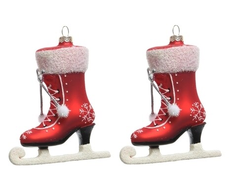 Set 2 globuri Skate, Decoris, 4x9.5x11.5 cm, sticla, rosu mat