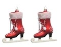 Set 2 globuri Skate, Decoris, 4x9.5x11.5 cm, sticla, rosu mat