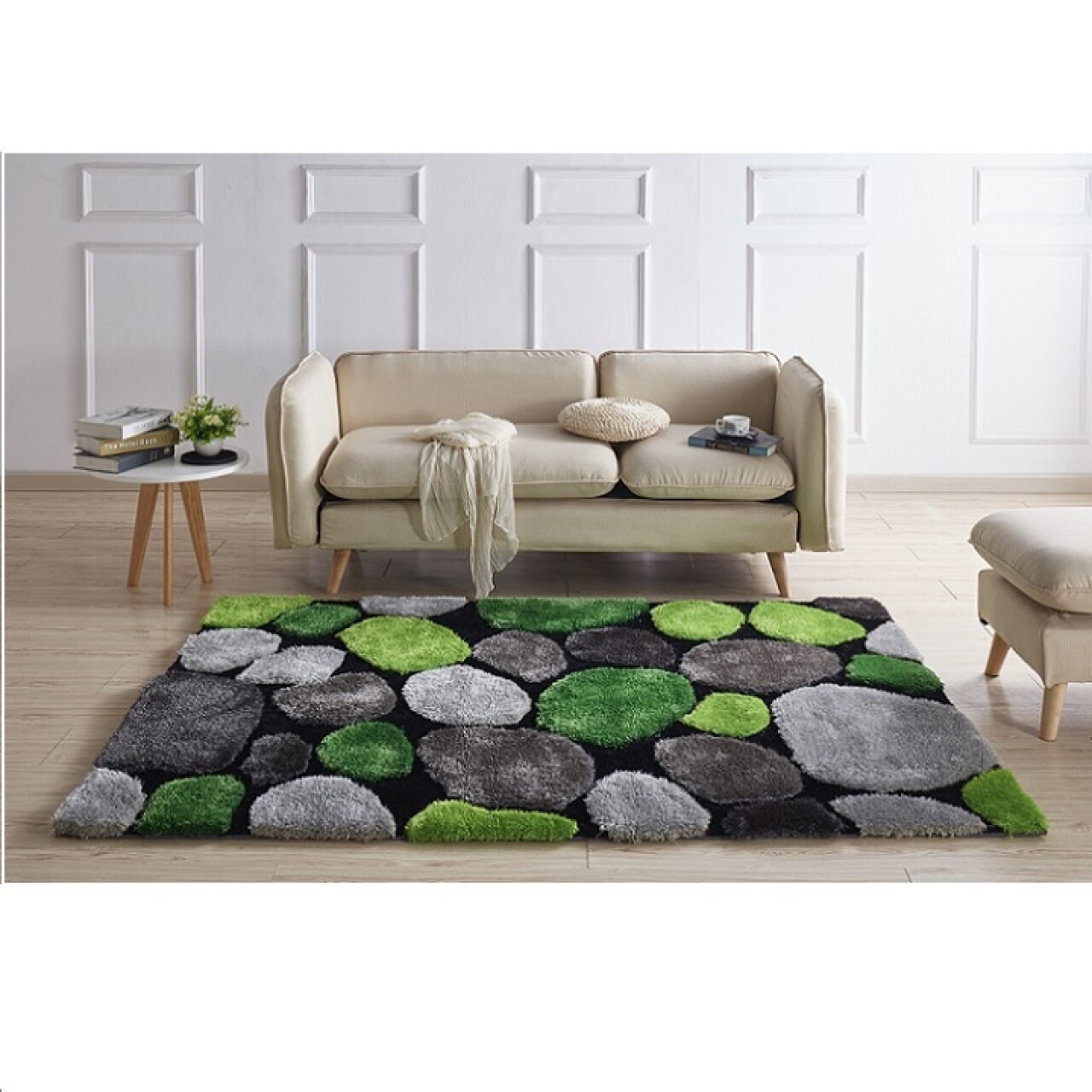 Covor Pebble Koberec Vzor, 100 X 140 Cm, 100% Poliester, Verde/gri/negru