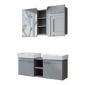 Set Dulap de Baie cu Chiuvetă și Oglindă (2 Piese), Hanah Home, 2952, PAL MELAMINAT, Frasin