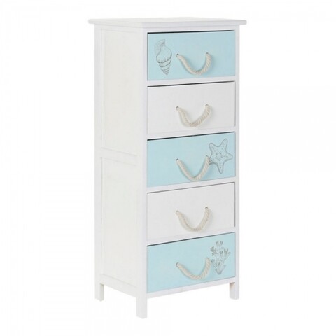 Comoda, dkd home décor, 40 x 29 x 91 cm, lemn de paulownia, alb/bleu