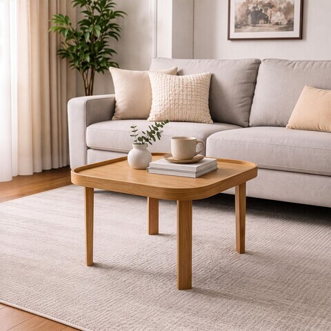 Masuta de cafea, Hanah Home, Hera 60, 60x35x60 cm, LEMN MASIV DE STEJAR, Stejar