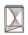 Masuta de cafea Espiral Coin, Bizzotto, 40x40x56 cm, otel/sticla temperata, maro coin