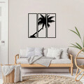 Decoratiune de perete, Palm 3, Metal, 32 x 88 cm, Negru