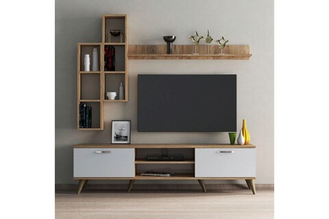 Comoda tv, tanmob, tvu0303, 180x48x35 cm, pal , alb/pin atlantic