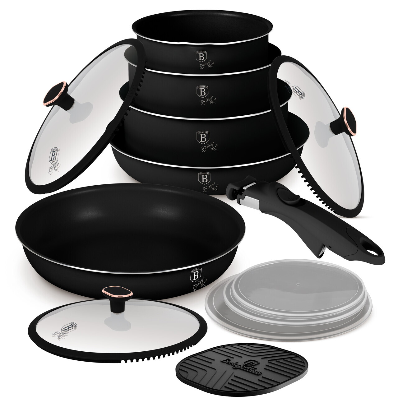 Set pentru gatit Berlinger Haus, Black Rose, 13 piese, aluminiu, negru mat - view 2