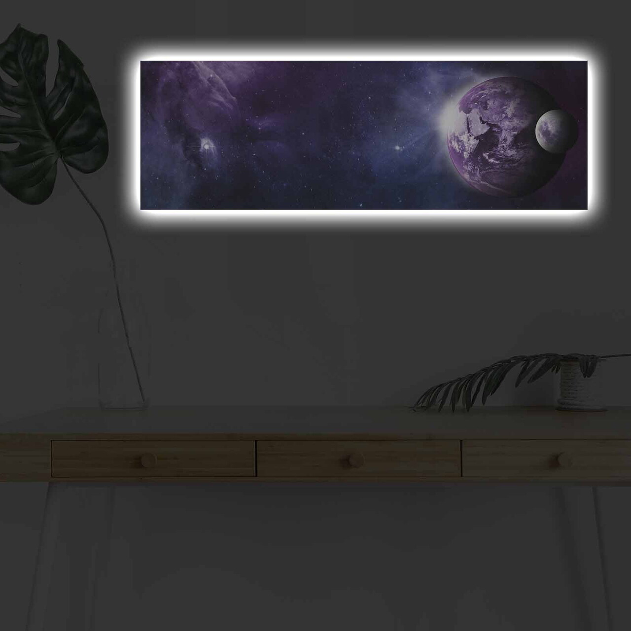 Tablou decorativ cu lumina LED, 3090NASA-003, 30 x 90 cm, Multicolor - view 2