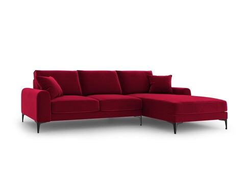 Coltar dreapta, Madara, Mazzini Sofas, 5 locuri, black legs, 254x182x90 cm, catifea, rosu