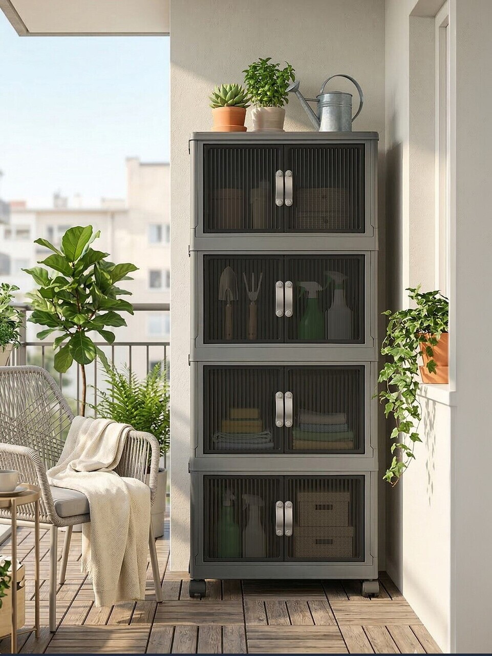Dulap multifunctional, Hanah Home, Lavine 127, 56x127x56 cm, PLASTIC, Antracit — imaginea 3