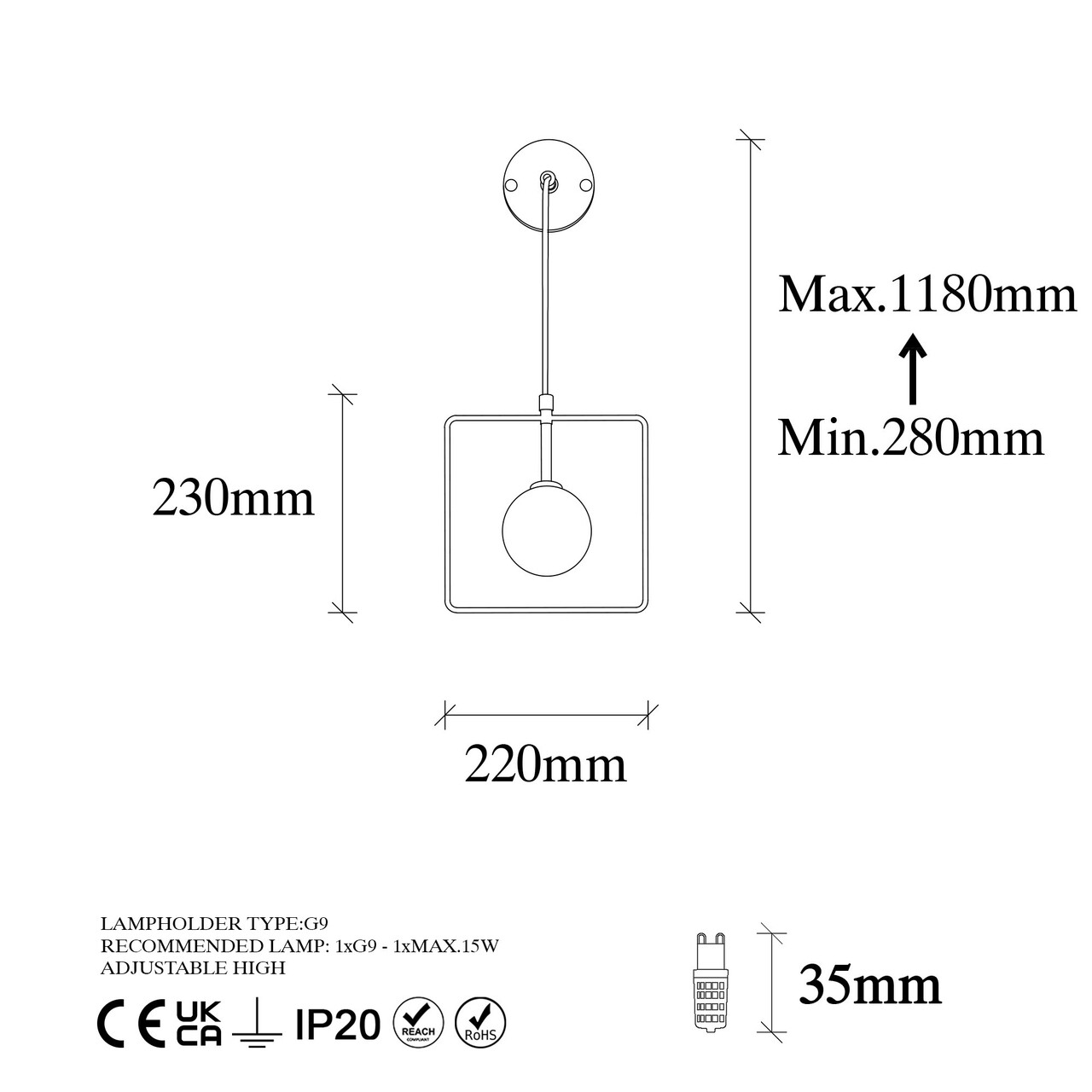 Aplica de perete, Fulgor, 942FLG2103, Metal, Alb/Negru