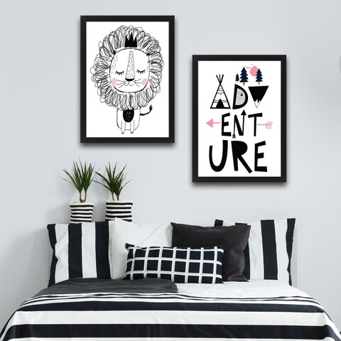 Set 2 tablouri decorative, adventure set, pal, hartie, multicolor