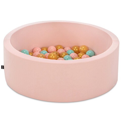 Piscina cu bile, bubble pops v6, 150 bile, Ø85 x 30 cm, bumbac/plastic, roz