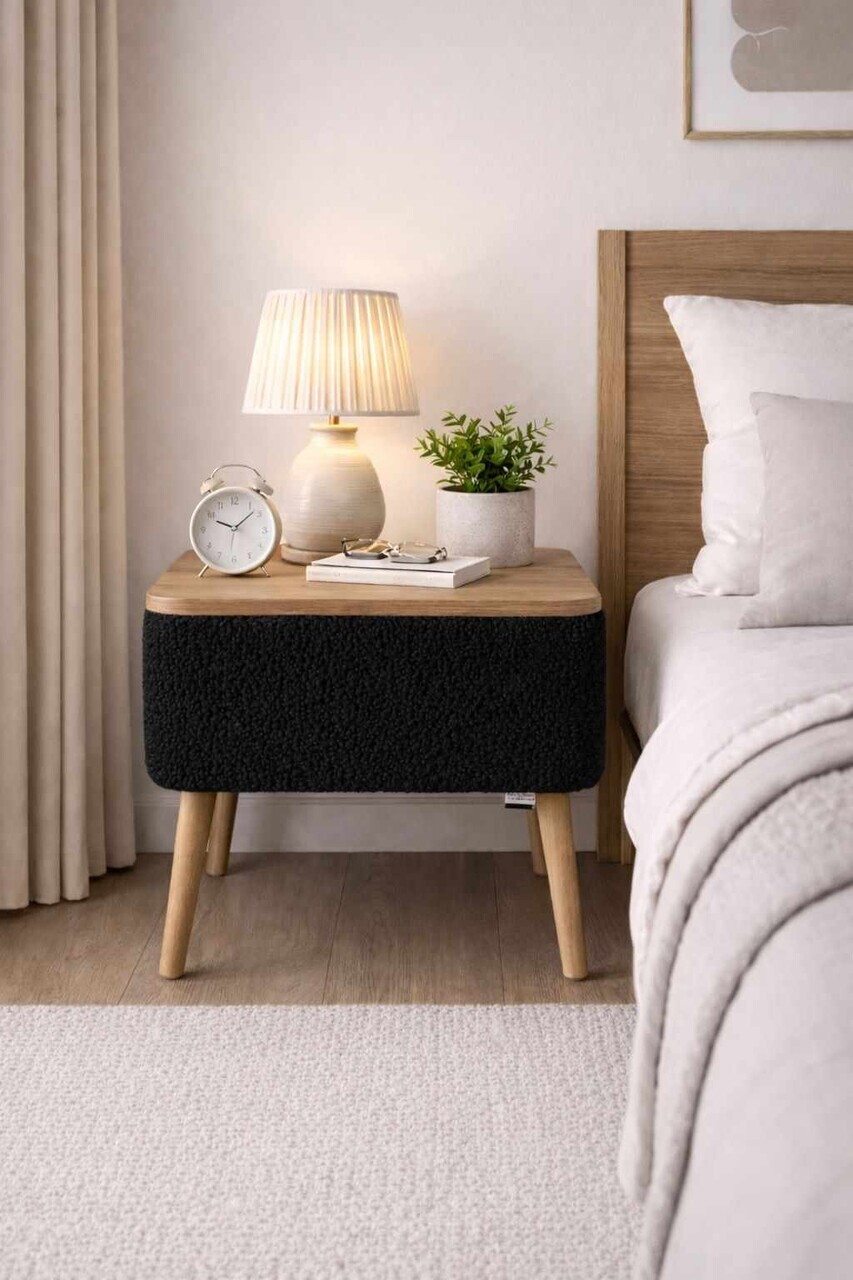 Noptiera, Hanah Home, Nivo, 45x45x30 cm, Negru