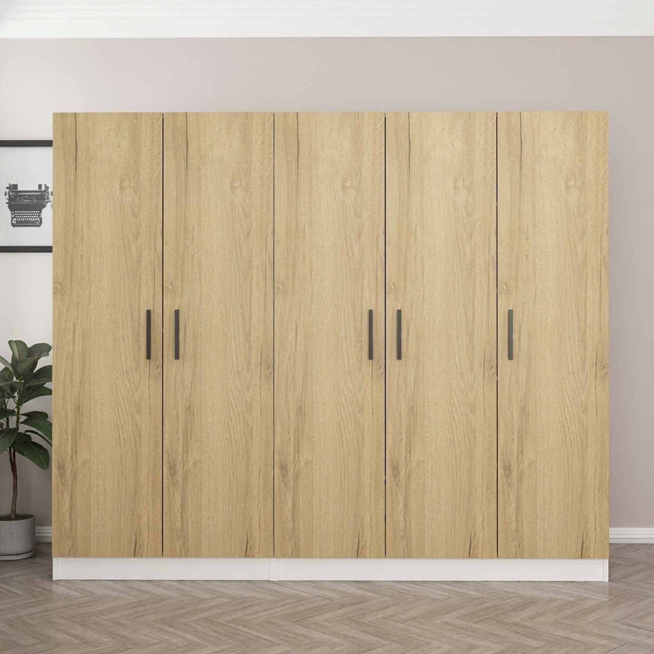 Dulap pentru haine, Minerva, Kale, 225x210x52 cm, PAL, Maro - 1 | YEO