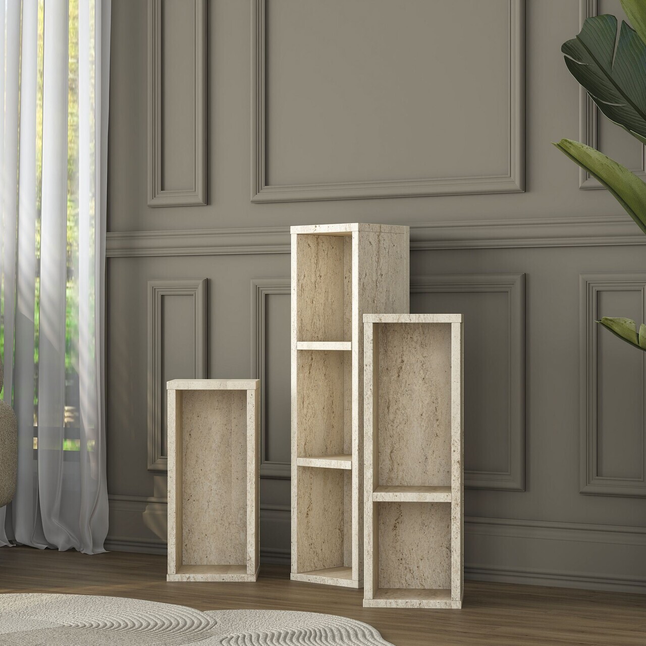 Set masute 2 piese, Hanah Home, AD106, PAL melaminat, Travertin - view 8