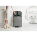 Cos de gunoi cu pedala, Brabantia, Bo Pedal, 2x30 L, 36.3x54.1x65.2 cm, otel, gri