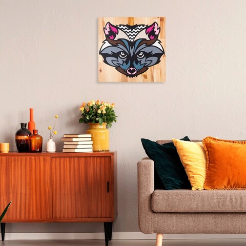 Decoratiune de perete, Fox, Lemn, Metal, Multicolor mezoni.ro