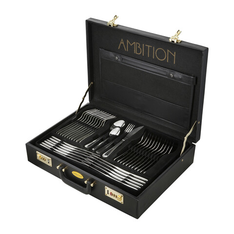 Set tacamuri pentru 12 persoane, 72 piese Verona, Ambition, 44.5x10x32 cm, inox, argintiu
