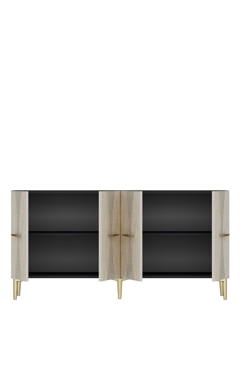 Consola, Hanah Home, Slim 150, 150x75x32 cm, Antracit / Travertin / Auriu — imaginea 7