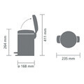 Cos de gunoi cu pedala, Brabantia, NewIcon, 3 L, 23.5x16.8x26.4 cm, otel, gri