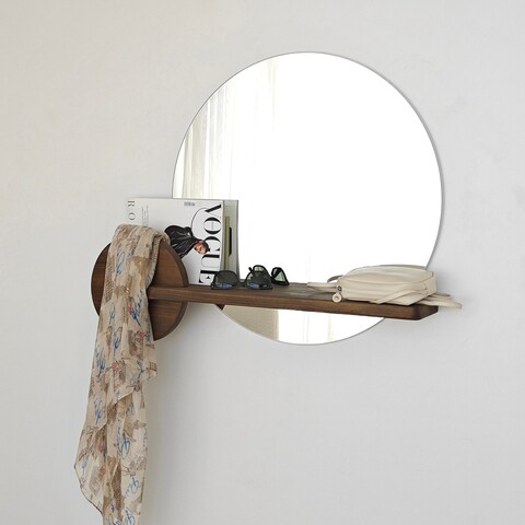 Oglinda decorativa, Neostill, Points, 83x70 cm, Lemn, Maro
