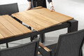 Masa extensibila pentru gradina/terasa Cameron, Bizzotto, 228-294 x 100 x 75 cm, aluminiu/lemn de tec, gri carbune/natural