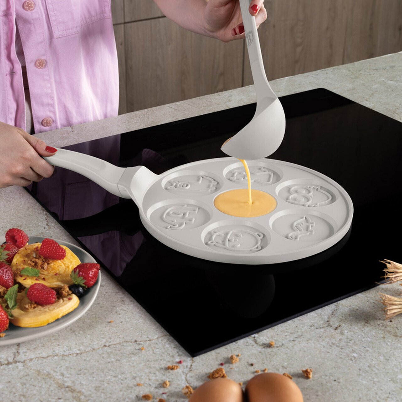 Tigaie pentru clatite, 7 forme animale Berlinger Haus, Sahara, 26 cm, aluminiu turnat, crem mat - imagine 3