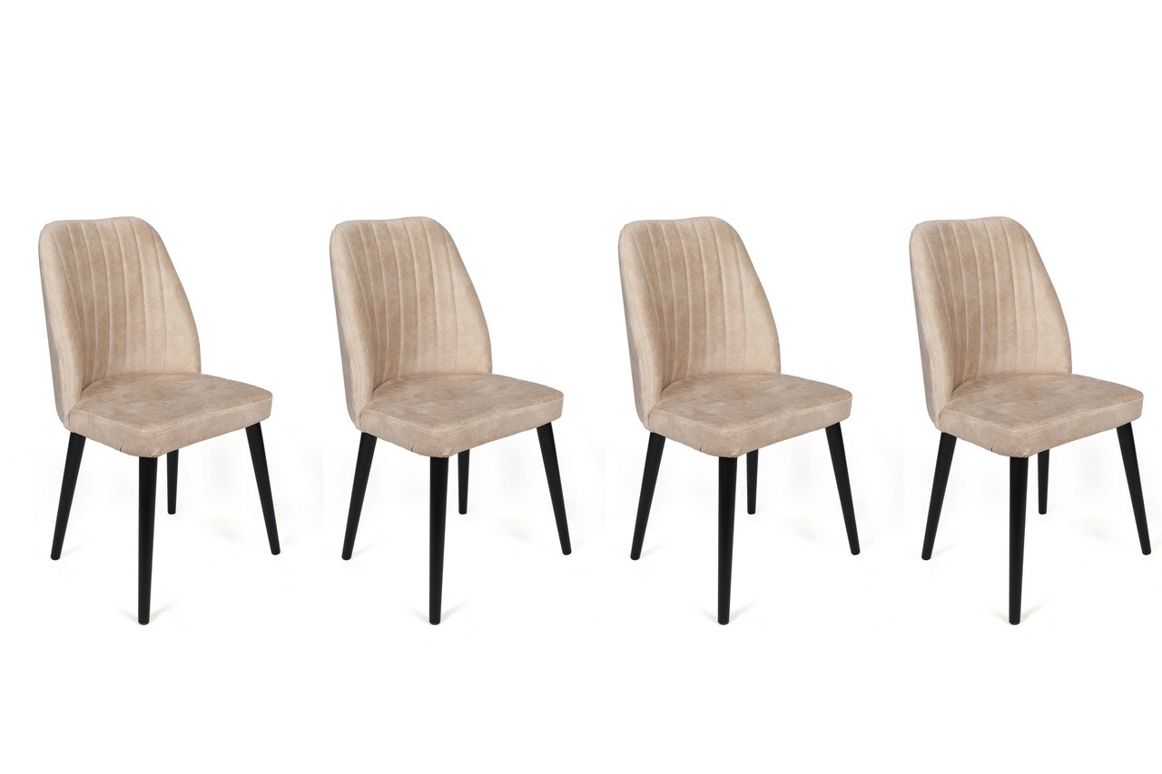 Set de scaune, Nmobb, Alfa-434 V4, Metal , Crem/Negru